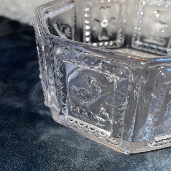Vintage Imperial Glass Clear Octagon Butterpat Patterned Candy dish. - Picture 4 of 6